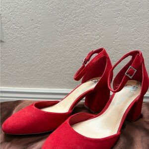 Gianni Bini Red Suede Block Heels